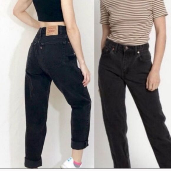 Vintage Levi’s 550 relaxed fit tapered legs black jeans - Picture 2 of 9